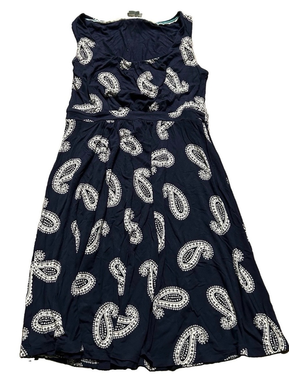 Women’s Boden Navy Blue Tank Top Dress Paisley Size 12P